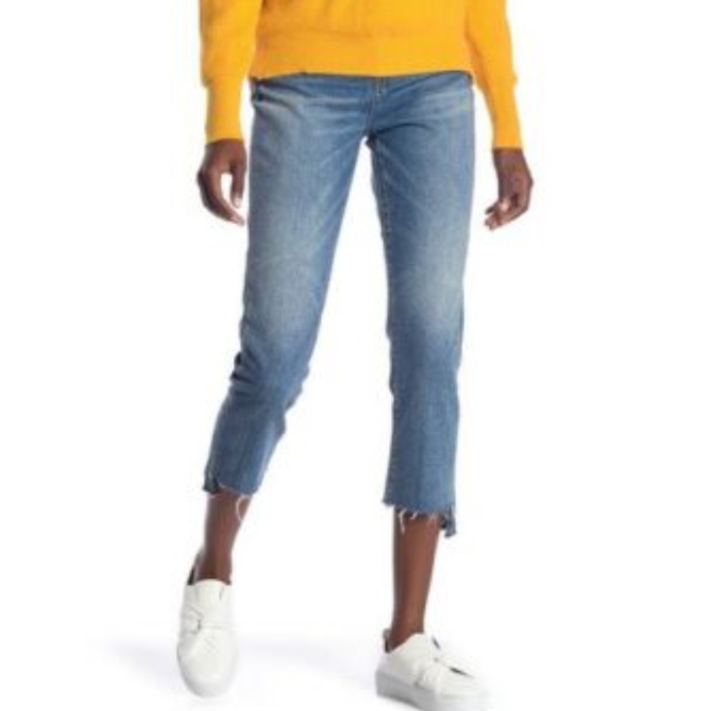 BLANKNYC Women's Denim Maddison Crop Stagger Hem Straight Leg Jeans 29 NWT